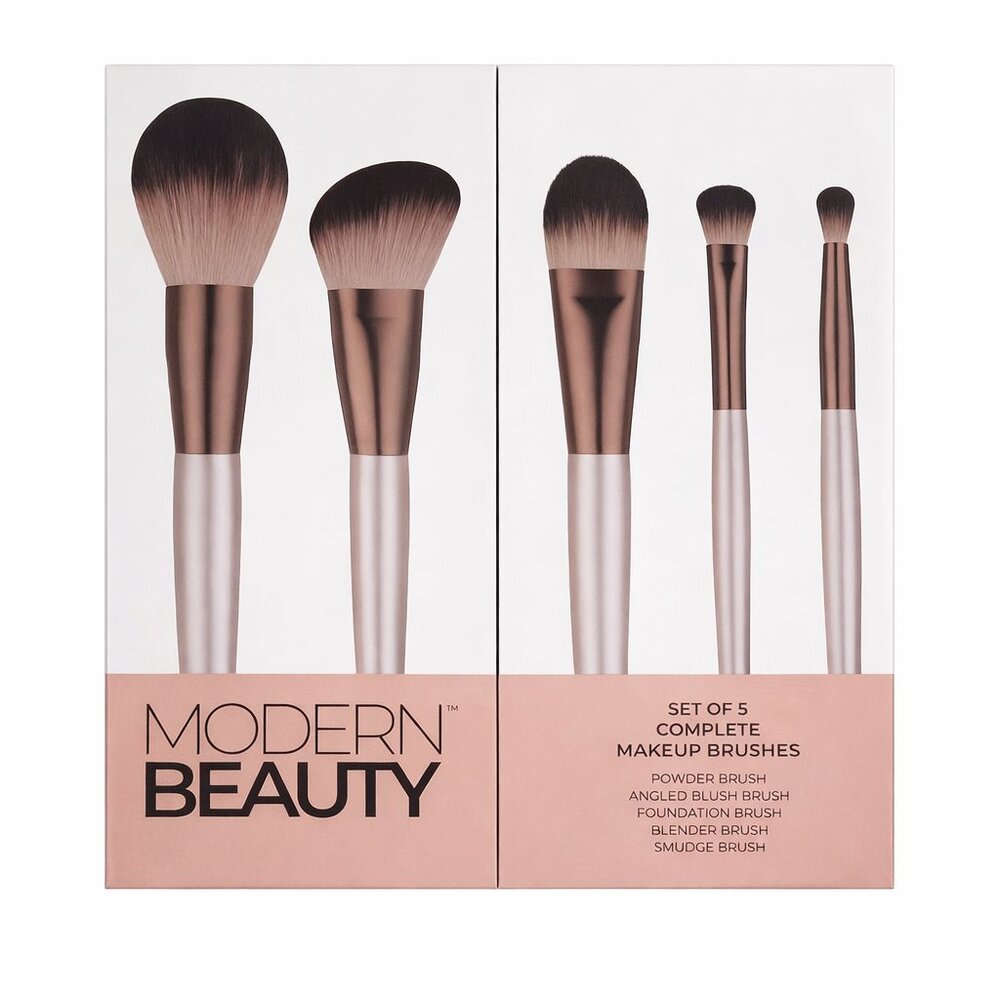 Modern Beauty 5 Piece Makeup Brush Set Powder Blush Foundation Eyes